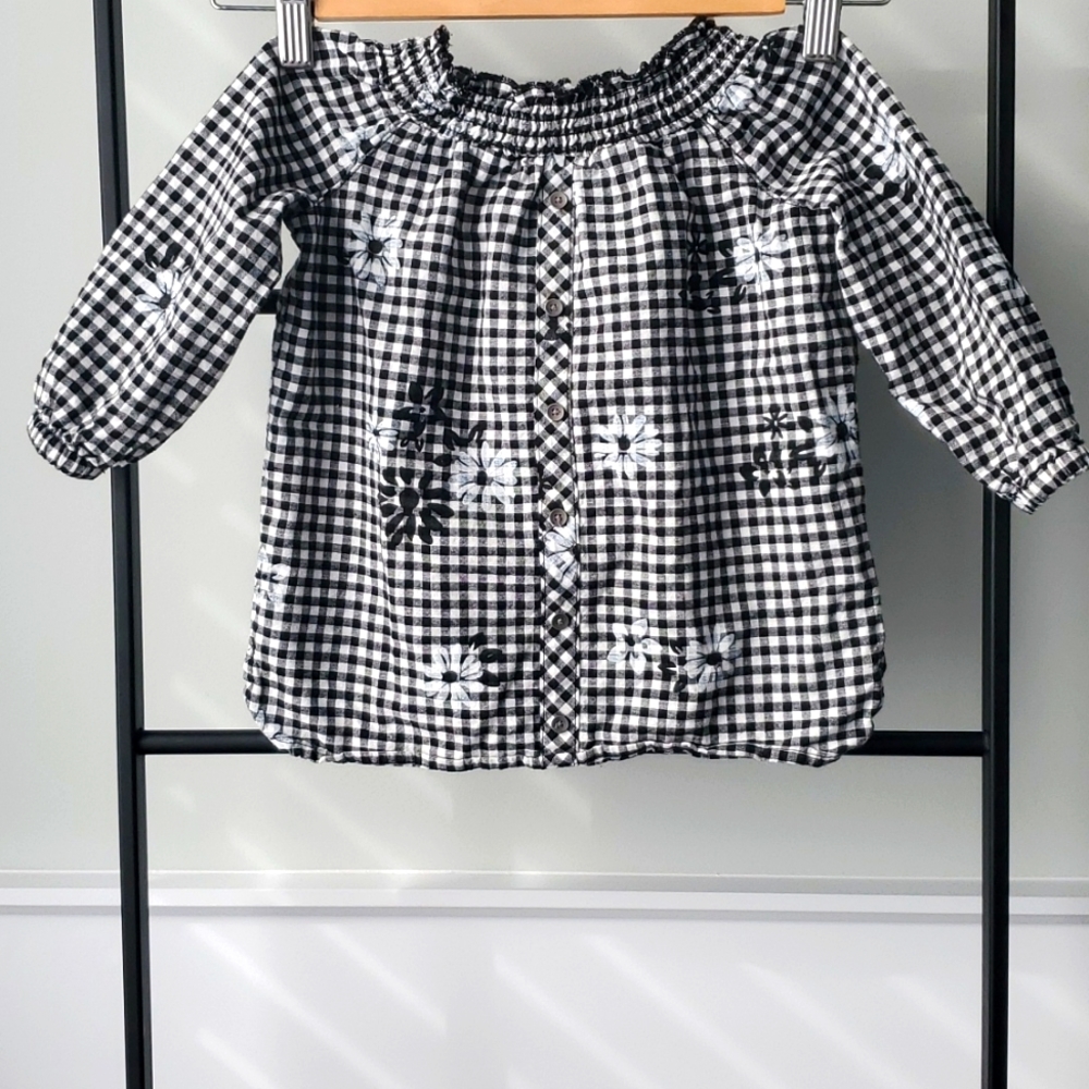 Toddler girls Dex top black and white
